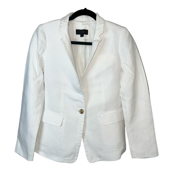 J.Crew White 100% Linen Blazer Jacket – Size 6 – Resort Chic Coastal Classic - Picture 16 of 17